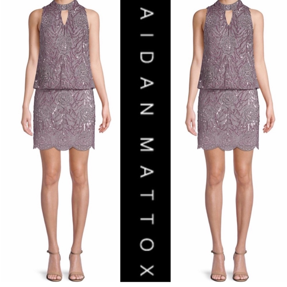 Aidan Mattox Beaded , sleeveless short dress